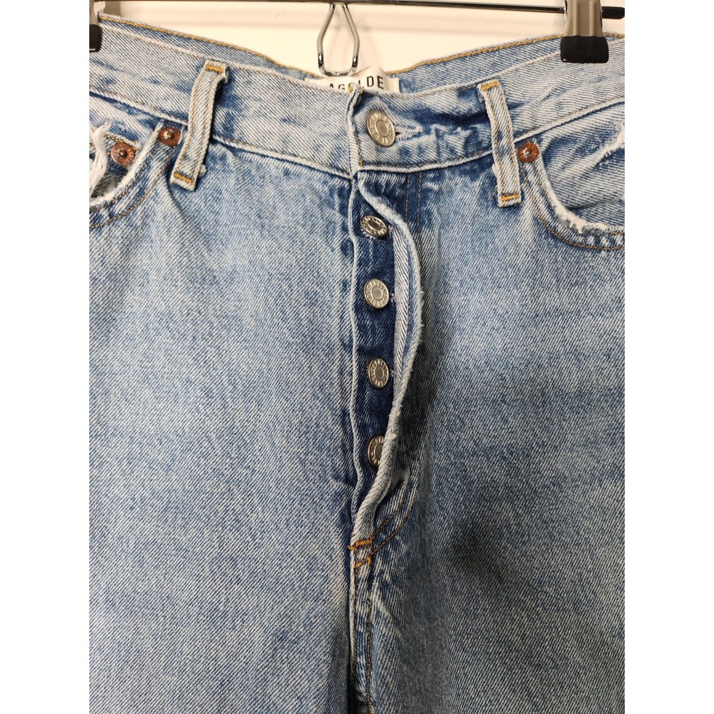 AGOLDE Fen High Rise Relaxed Taper Jeans Size 28 Distressed Denim Button Fly - Picture 4 of 10